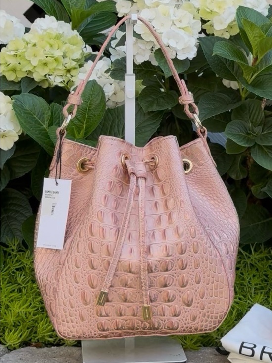 Brahmin Handbags - Brahmin Melinda Croc Embossed Rose Gold Melbourne Bucket Shoulder Crossbody Bag